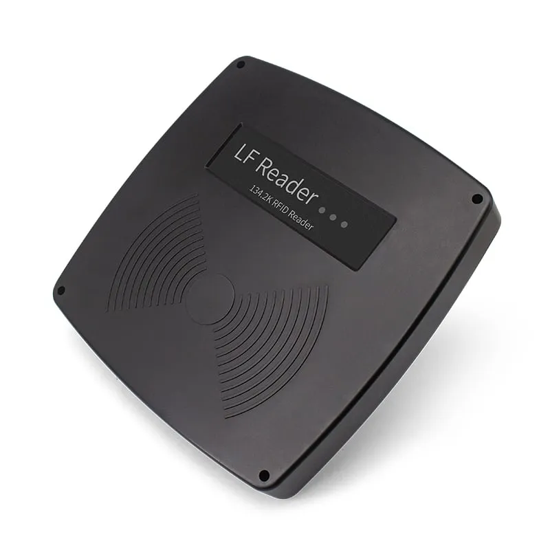 A660-M panel reader, tilted view of the antenna face and corner mounting holes