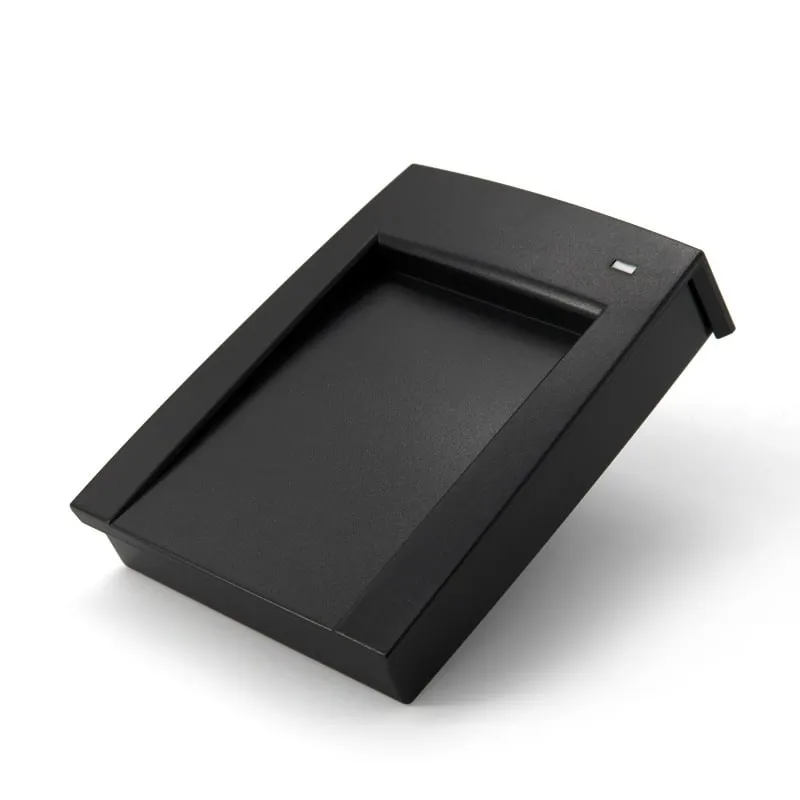 L150-U angled 125kHz desktop RFID reader with card recess and status LED
