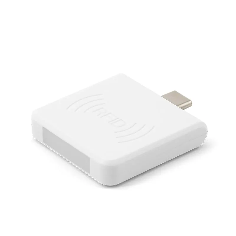 H220-C NFC reader for Android in white, angled view with USB-C plug