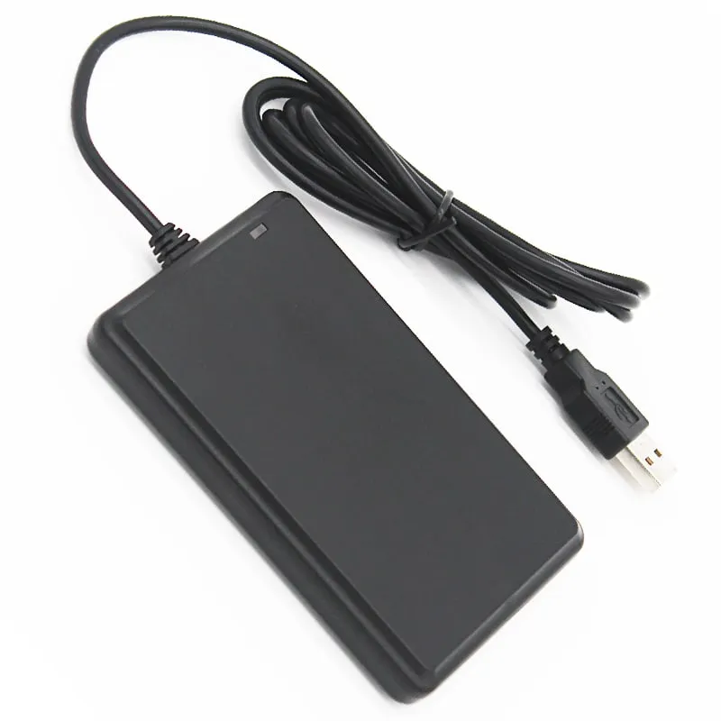 L120-U flat 125kHz USB RFID reader with coiled cable and USB-A plug