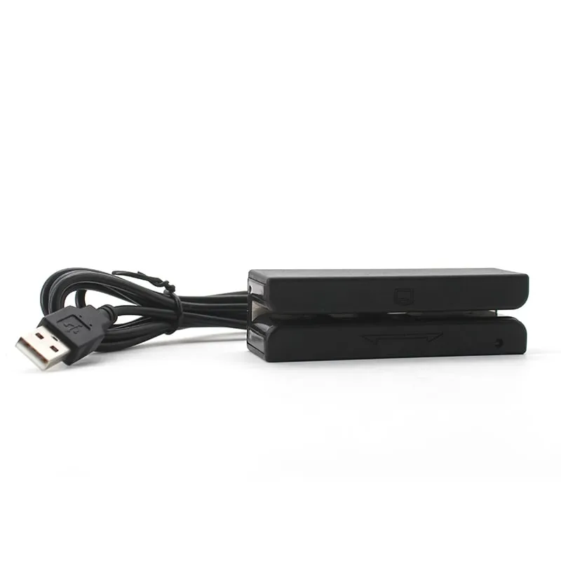 M170-U magnetic stripe reader, full-length view of the swipe slot with USB-A plug and cable