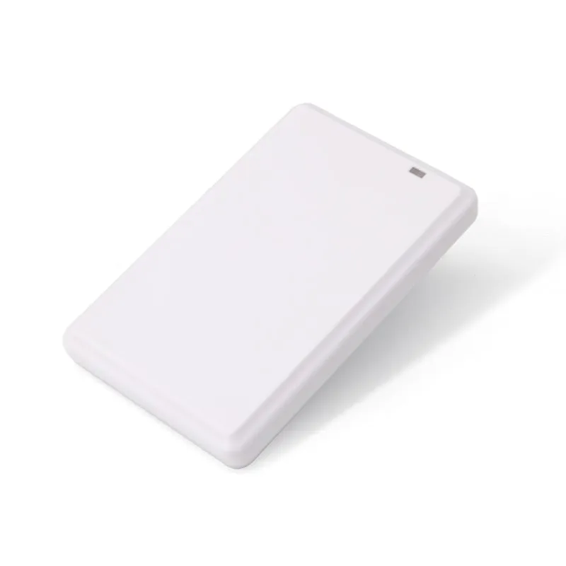 U120-U white UHF RFID desktop reader/writer lying flat, perspective view