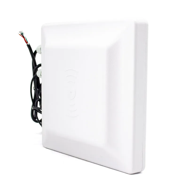 U610-M integrated UHF RFID reader, angled front view with cable glands and leads